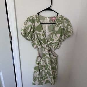 Show Me Your MuMu Olive and Cream Mini Dress